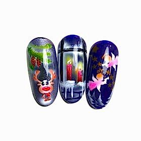 Аэрография на ногтях Новогодний дизайн - работы выпускников студии Relaks Me