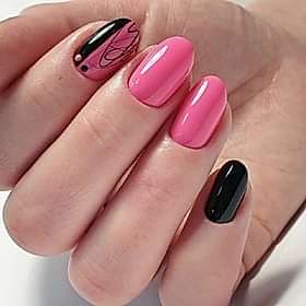 Черно-розовый дизайн маникюра