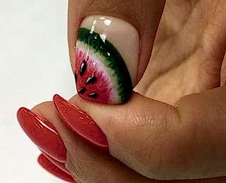 Маникюр дизайн арбуз